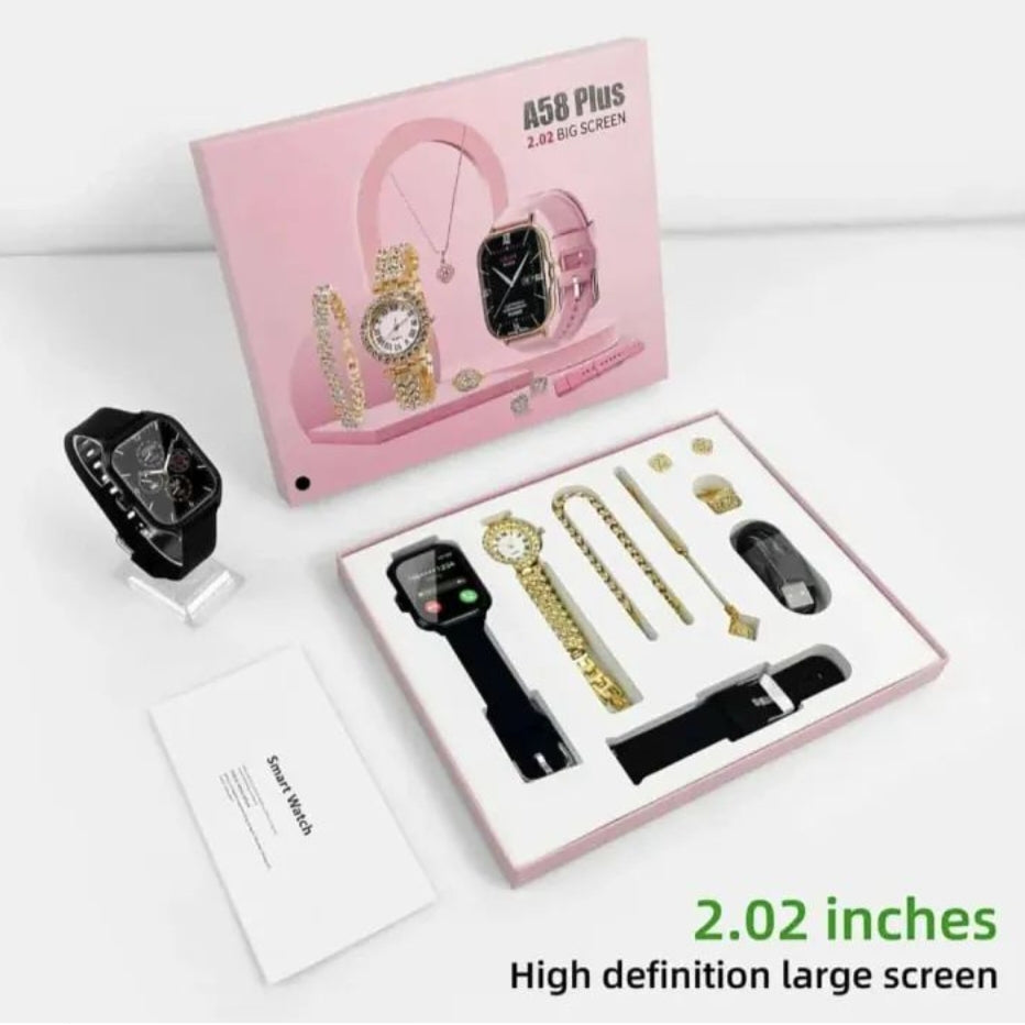 A58 Plus SmartWatch and Jewellery Combo
